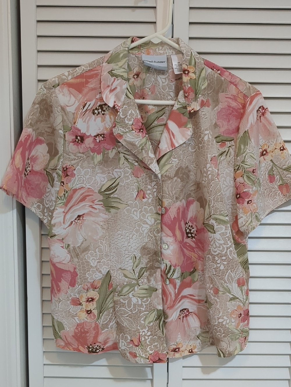 Alfred Dunner Peachy Floral Print Blouse